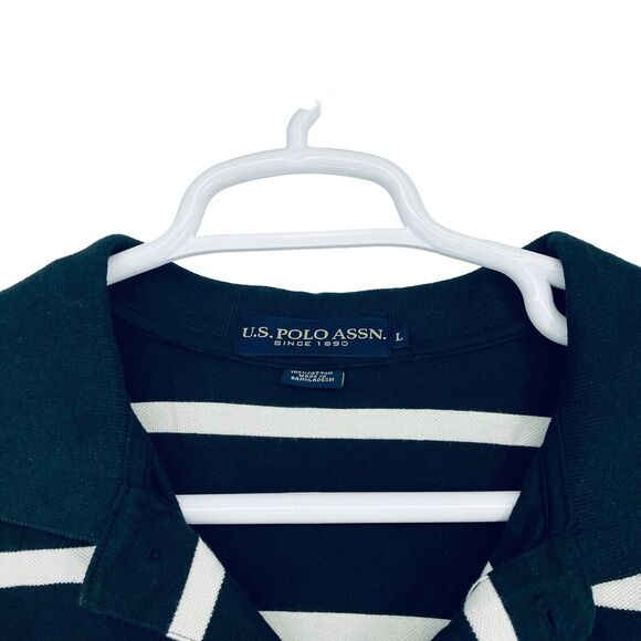 US Polo Assn. Mens Shirt Size Large Bl/Wh 100% Cotton Pullover Short Sleeve - Picture 5 of 6